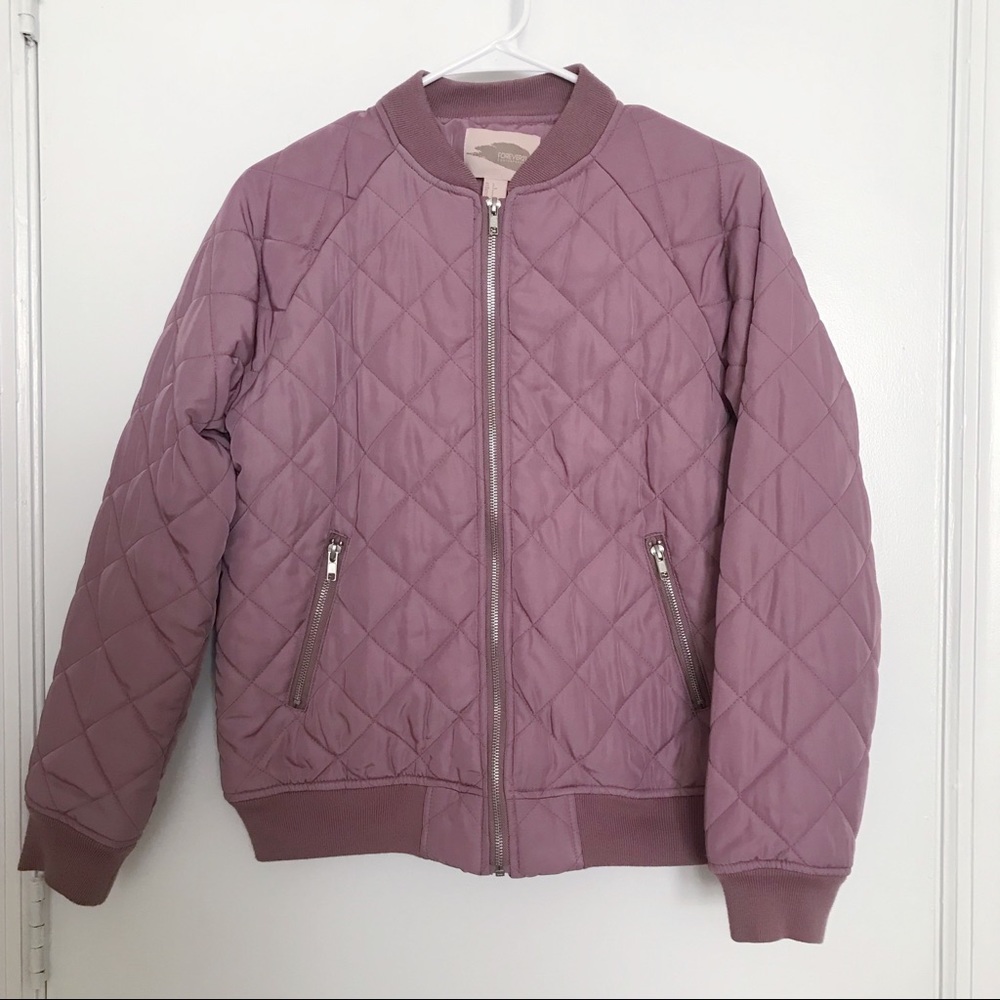 Lavander/Lilac Quilted Bomber Jacket